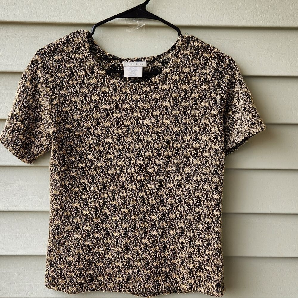 Jaipur short sleeve top gold and black thick
